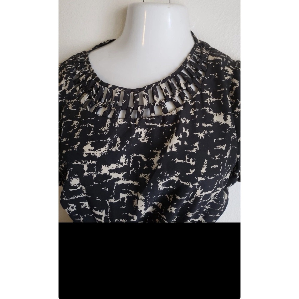 Women's Mossimo Dress Sz L elastic waist black/beige cap slv polyester - Picture 4 of 10